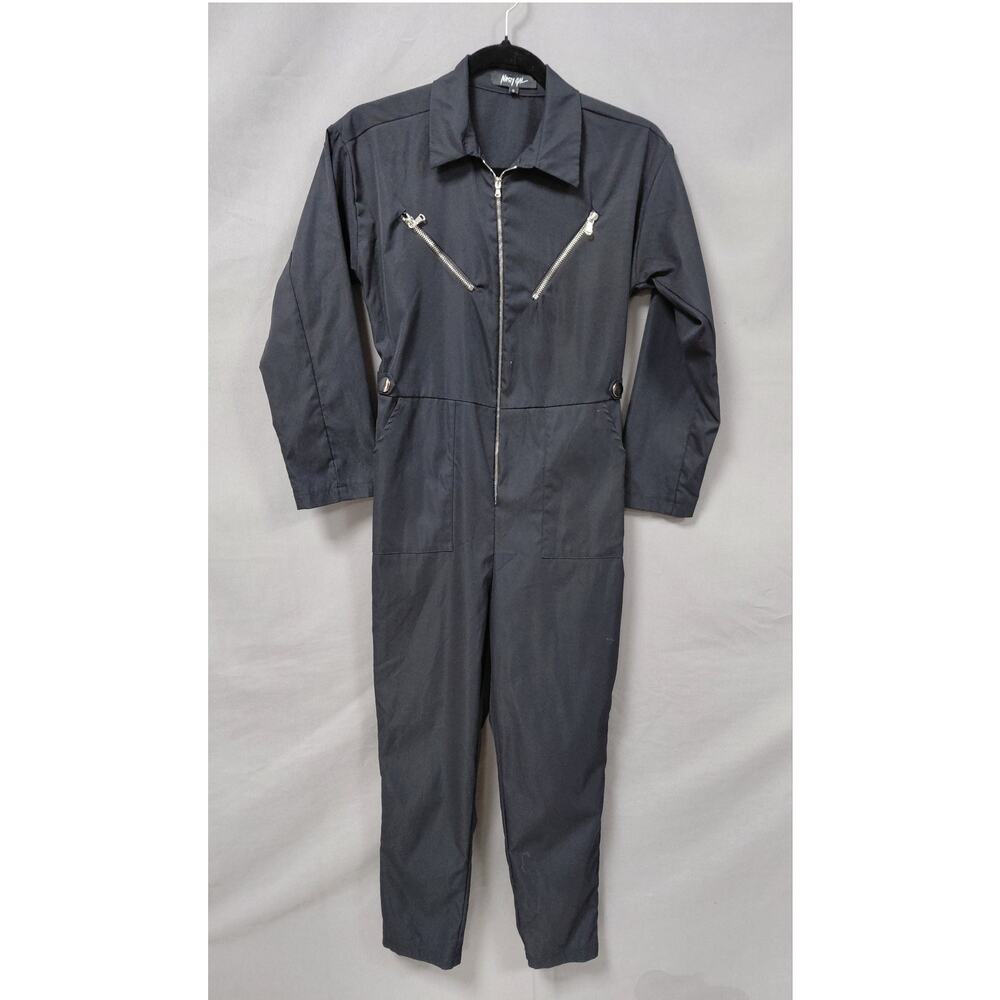 Nasty Gal Black Long Sleeve Full Zip Utility Jumpsuit Women Size S - Picture 2 of 16